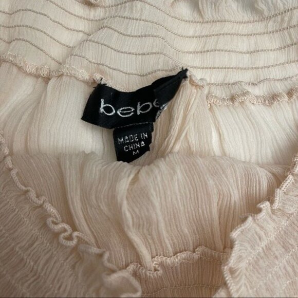 Y2K Bebe Off The Shoulder Silk New Rio Red Ombré Tie Dye Open Back Gauze Top - Picture 9 of 9